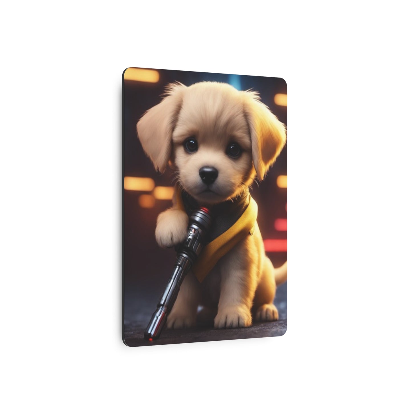 Puppy with Lightsaber Metal Art Sign