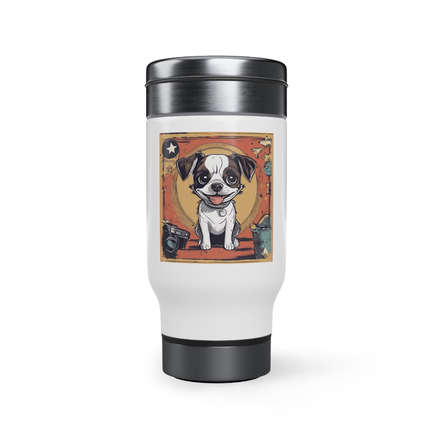 Scruffy Puppy Stainless Steel Travel Mug with Handle, 14oz