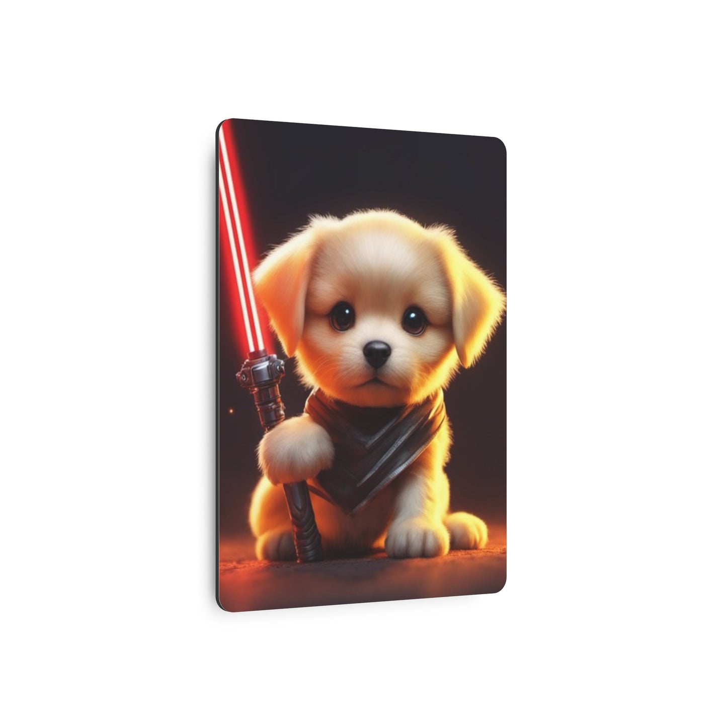 Puppy with Red Lightsaber Metal Art Sign