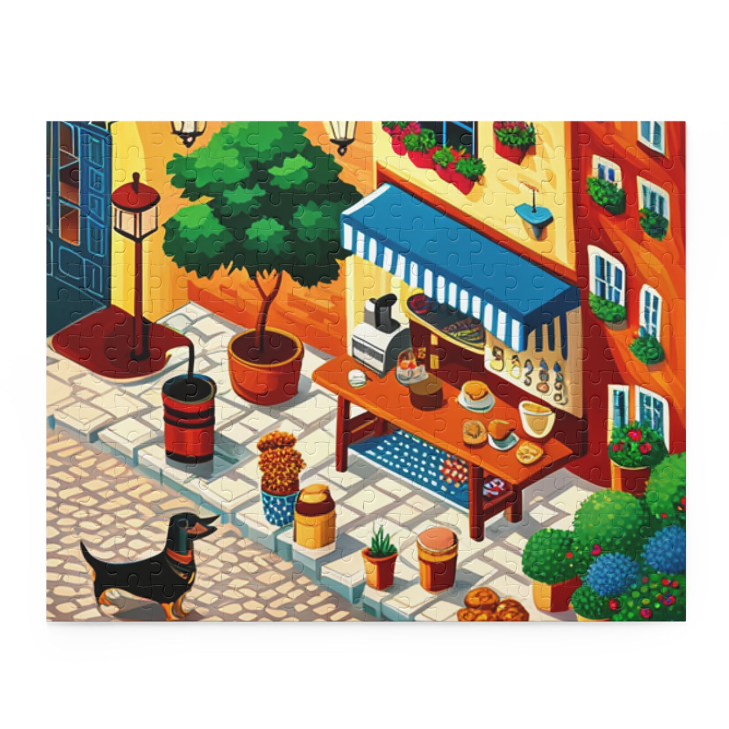 Dachshund at a Cafe Puzzle (252)